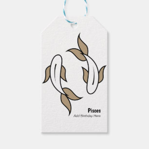 Étiquettes-cadeau Pisces the twin fish personalized party