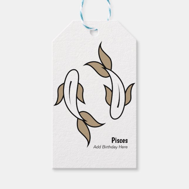 Étiquettes-cadeau Pisces the twin fish personalized party (Devant)