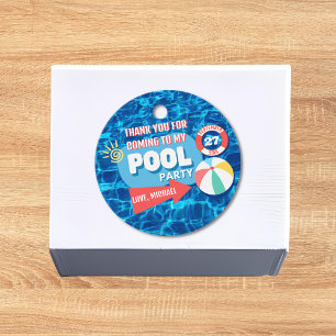 Étiquettes Cadeau Piscine d'été Fête Tropicale Anniversaire Bleu