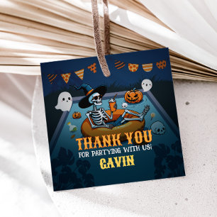 Étiquettes Cadeau Piscine d'Halloween Carré d'anniversaire