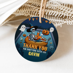 Étiquettes Cadeau Piscine d'Halloween d'été Anniversaire