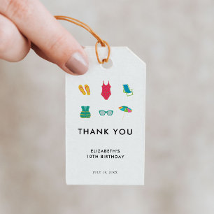 Étiquettes-cadeau Piscine fête Anniversaire Minimal Simple Colorée M