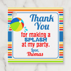 Étiquettes Cadeau Piscine Party Beach Ball Splash