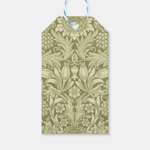 Étiquettes-cadeau Pissenlit de William Morris Damassé Vintage Olive