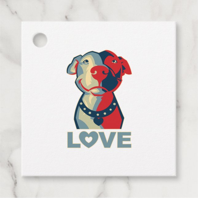 Étiquettes Cadeau Pitbull - AMOUR (Devant)