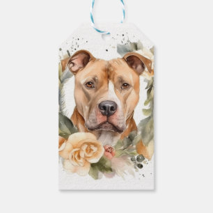Étiquettes-cadeau Pitbull Christmas Wreath Festive Pup