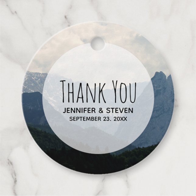 Étiquettes Cadeau Pittoresque Alpine Mountains Nature Photo Mariage (Devant)