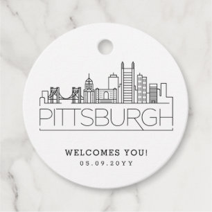 Étiquettes Cadeau Pittsburgh Skyline   Mariage Bienvenue Favor Favor