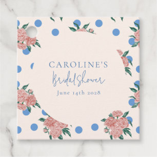 Étiquettes Cadeau Pivoine Fleurie Rétro Points Bleus Mariage Sur Mes