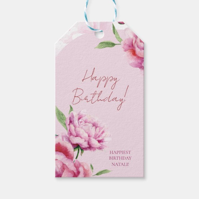 Étiquettes-cadeau Pivoine rose  (Devant)