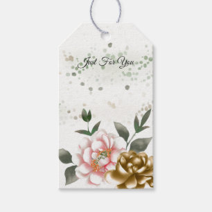 Étiquettes Cadeau Pivoine Tachetée Bronze Rose