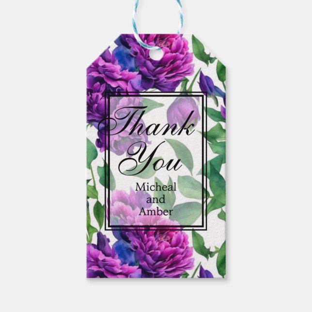 Étiquettes-cadeau Pivoines aquarelles élégantes de couleur magenta v (Devant)