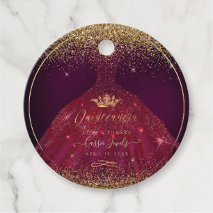 Étiquettes Cadeau Pix-Dezines Quinceanera Parties scintillant Bourgo