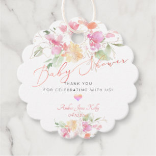 Étiquettes Cadeau PixDezines Aquarelle Baby shower doux