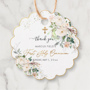 Étiquettes Cadeau PixDezines aquarelle bleu rose rose roses Communio