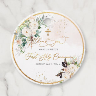 Étiquettes Cadeau PixDezines aquarelle bleu rose rose roses Communio