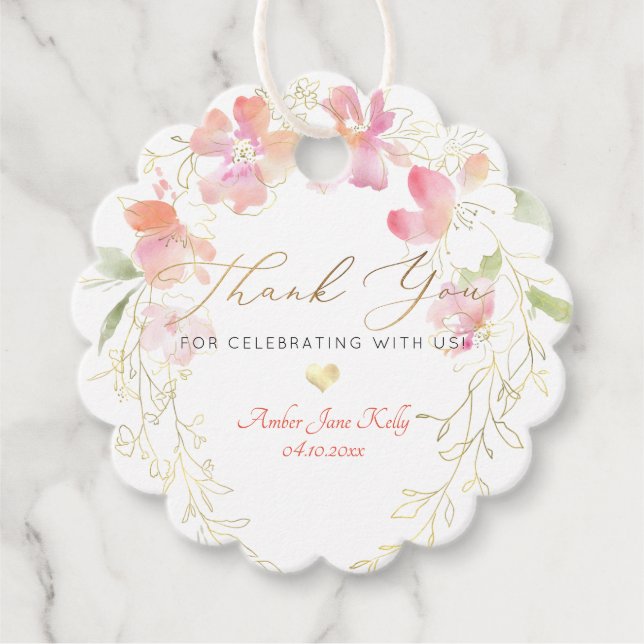 Étiquettes Cadeau PixDezines Aquarelle Pea doux Merci de courge (Devant)