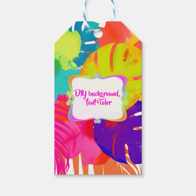 ÉTIQUETTES-CADEAU PIXDEZINES BALI KAI, FLORALE TROPICALE+FOLIAGE (Devant)