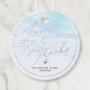 Étiquettes Cadeau PixDezines Bleu Cristal Shoreline, Merci de plage