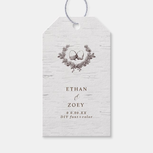 Étiquettes-cadeau PixDezines bouleau blanc + couronne d'Acorns (Devant)