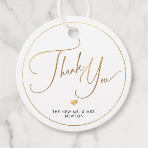 Étiquettes Cadeau PixDezines Faux Gold Luxe Calligraphie Merci Fa