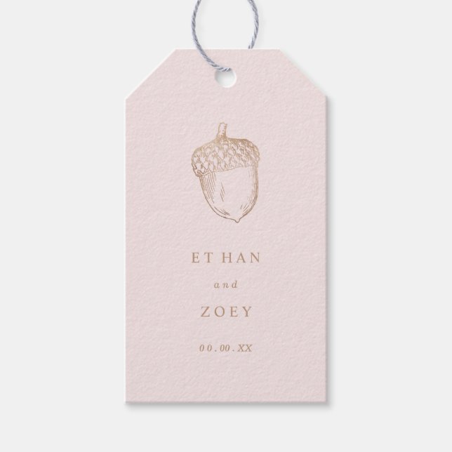 Étiquettes-cadeau PixDezines Faux Rose Gold Acorn/Pink do-it-yoursel (Devant)