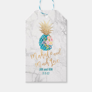 Étiquettes-cadeau PixDezines Mahalo/Aloha Ananas/Marbre