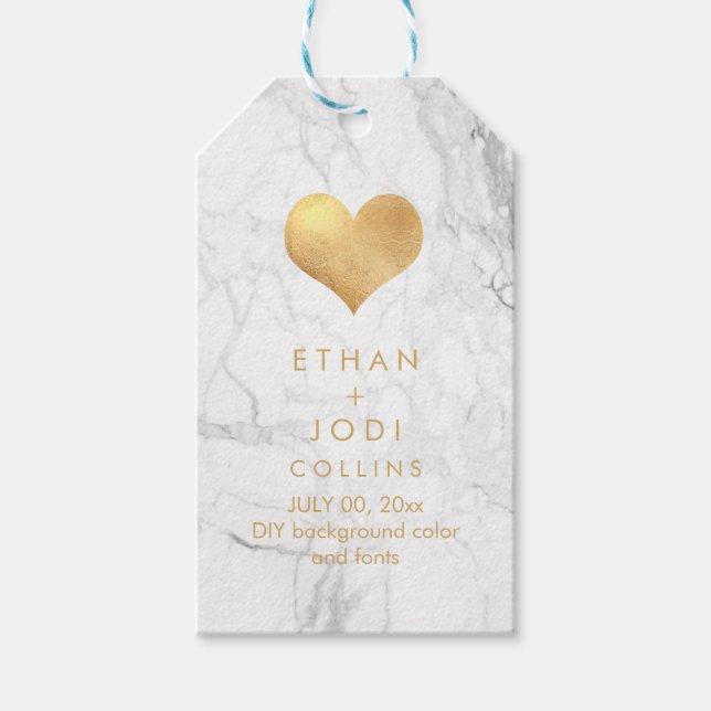 Étiquettes-cadeau PixDezines Marbre Faux Or Coeur/do-it-yourself cou (Devant)