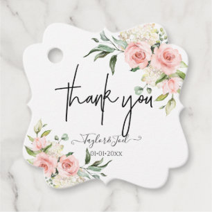 Étiquettes Cadeau PixDezines Merci Rose Dusty Script de signature