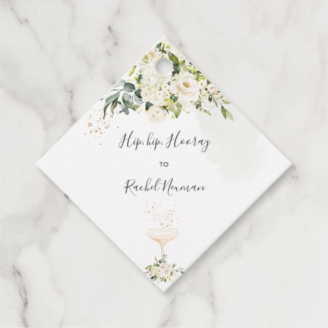 Étiquettes Cadeau PixDezines Rose d'albâtre aquarelle (Devant)