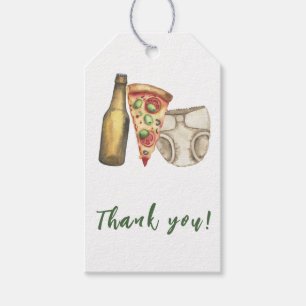 Étiquettes-cadeau Pizza, Brebis et Diapers au Baby shower Merci