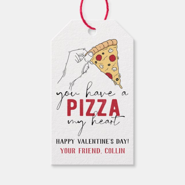 Étiquettes-cadeau Pizza My Heart Saint-Valentin (Devant)