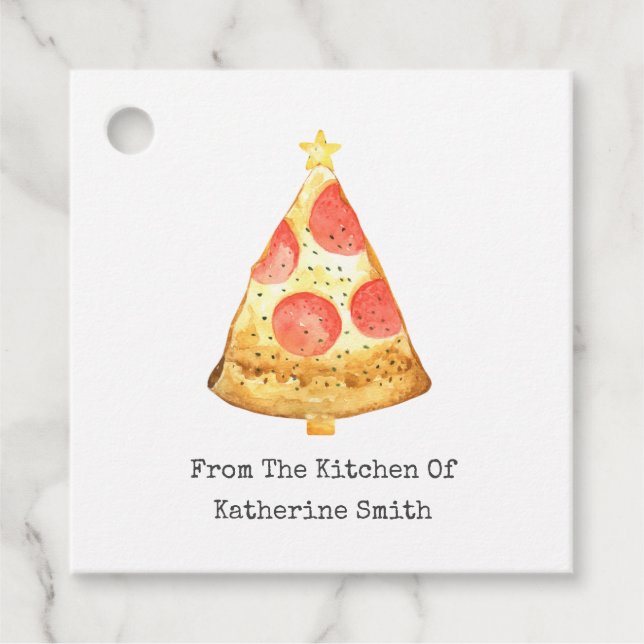 Étiquettes Cadeau Pizza Pepperoni Arbre De Noël De La Cuisine De (Devant)