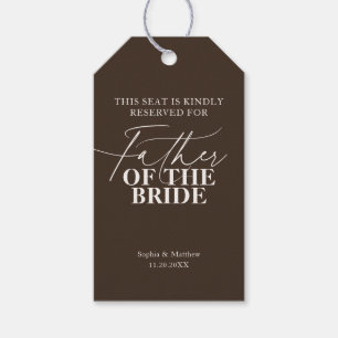 Étiquettes-cadeau Place réservée au père de la mariée Mariage marron