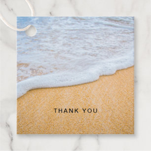 Étiquettes Cadeau Plage de sable avec Merci de Surf en mousse