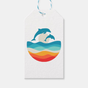 Étiquettes-cadeau Plage Dolphin vintage Retro Summer Time