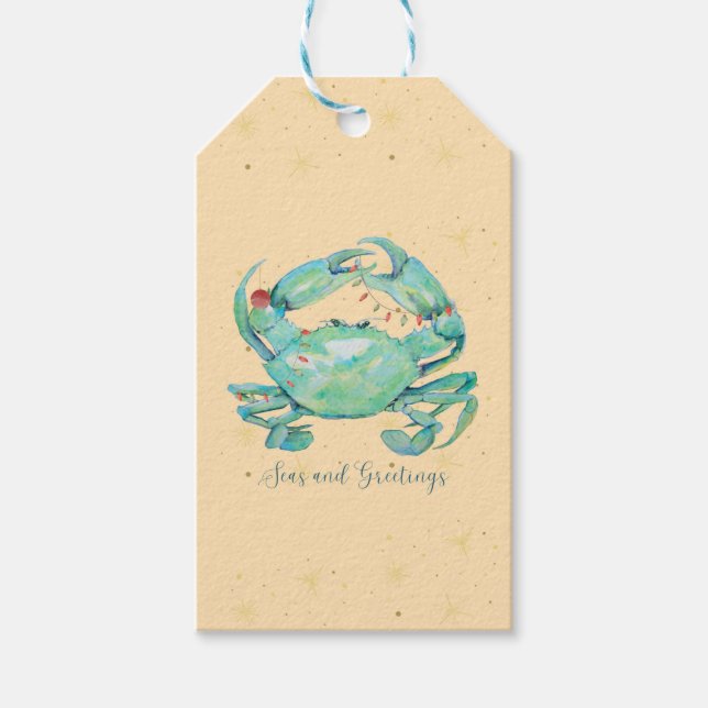 Étiquettes-cadeau Plage du Crabe de Noël (Devant)