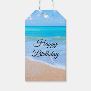 Étiquettes-cadeau Plage Extraordinaire Scène tropicale Photo Anniver