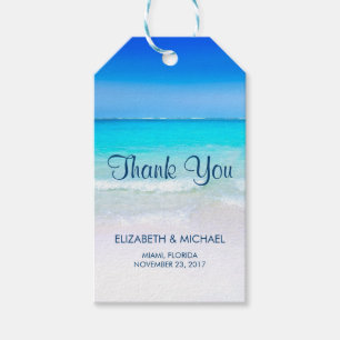 Étiquettes-cadeau Plage tropicale avec un Mariage de mer Turquoise M