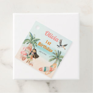 Étiquettes Cadeau Plage tropicale Surf d'été Mer 1er anniversaire fi
