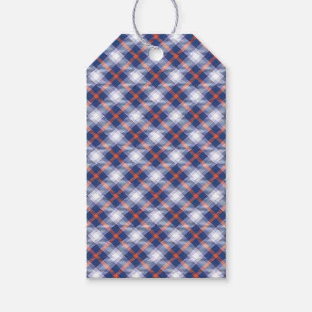 Étiquettes-cadeau Plaid bleu (Devant)