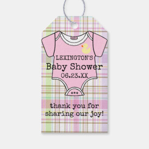 Étiquettes-cadeau Plaid de rose de Merci de faveur d'invité de baby