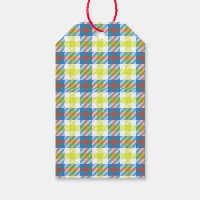 Étiquettes-cadeau Plaid jaune (Devant)
