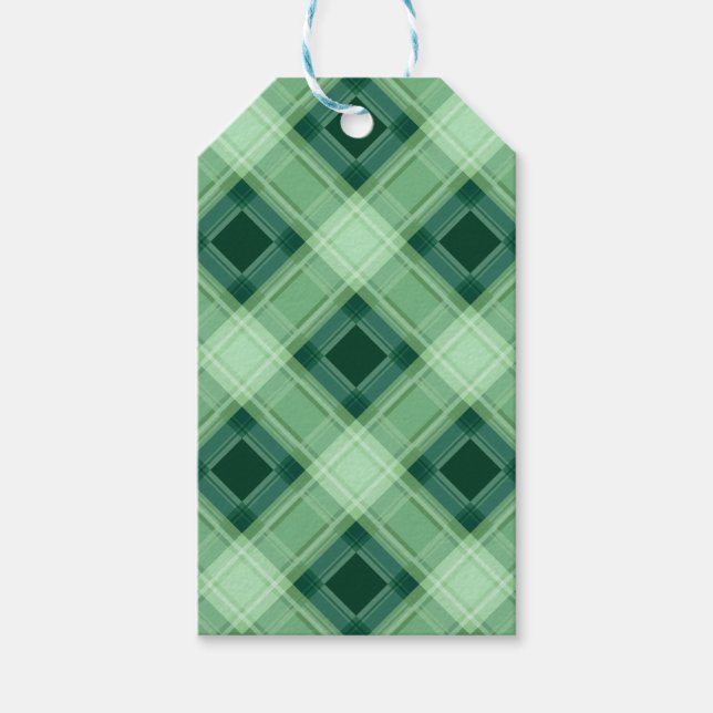 Étiquettes-cadeau Plaid vert (Devant)