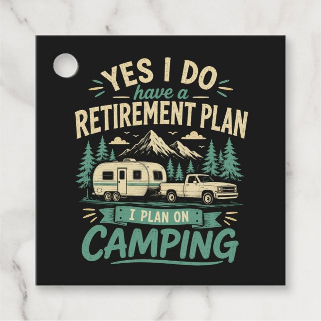 Étiquettes Cadeau Plan de retraite de camping (Devant)