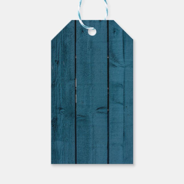 Étiquettes-cadeau Planches de bois peint en bleu (Devant)