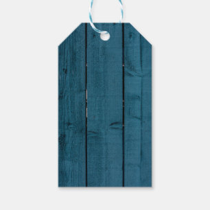 Étiquettes-cadeau Planches en bois peintes par bleu