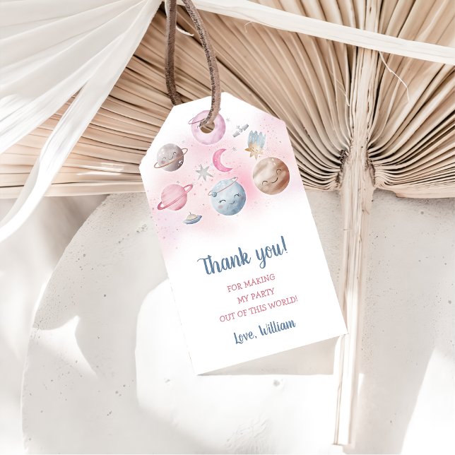 Étiquettes-cadeau Planètes spatiales Rockship Merci (Créateur téléchargé)