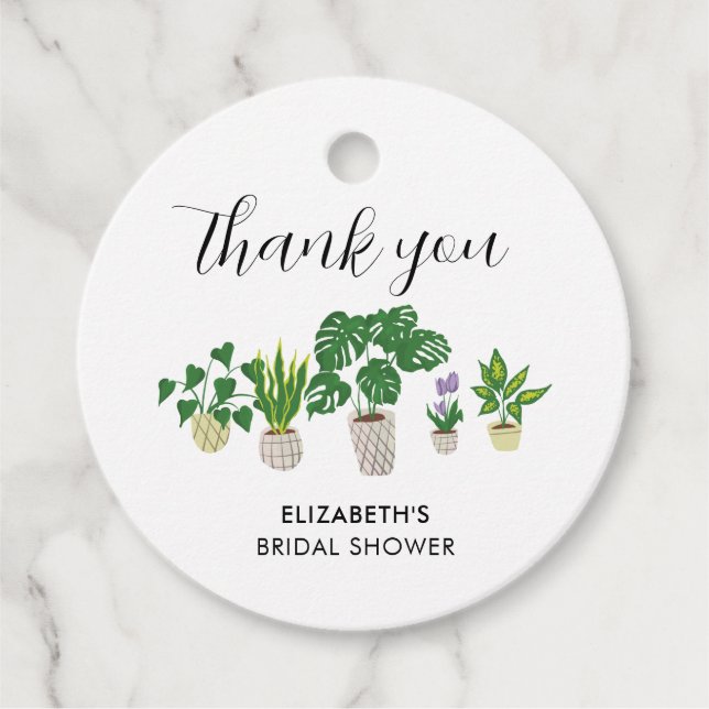 Étiquettes Cadeau Plantes en pot Baby Shower Fleurs Merci  (Devant)