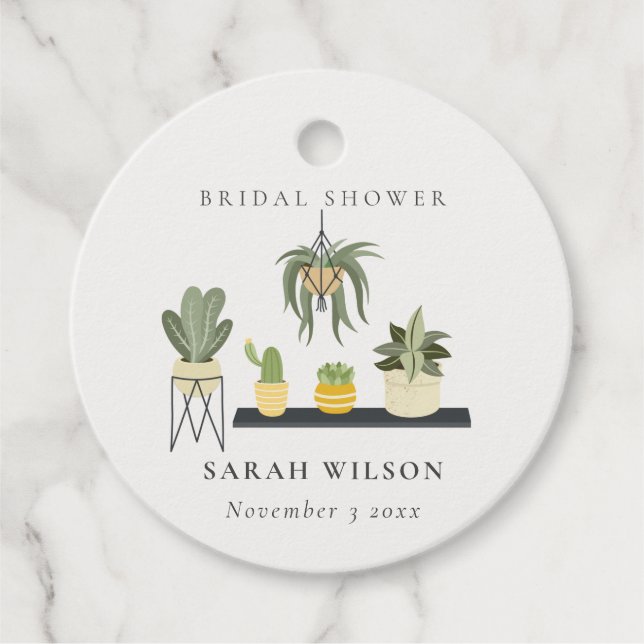 Étiquettes Cadeau Plantes succulentes à feuilles en pot mignonnes po (Devant)